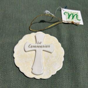 Ceramic 1st Communion Ornament with Cross ✝️ to Personalize